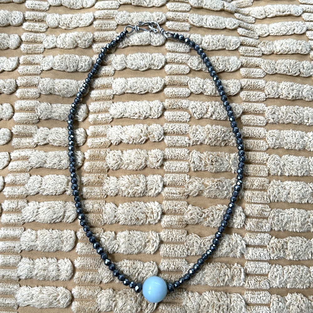 Faceted Hematite and Green Stone 17”